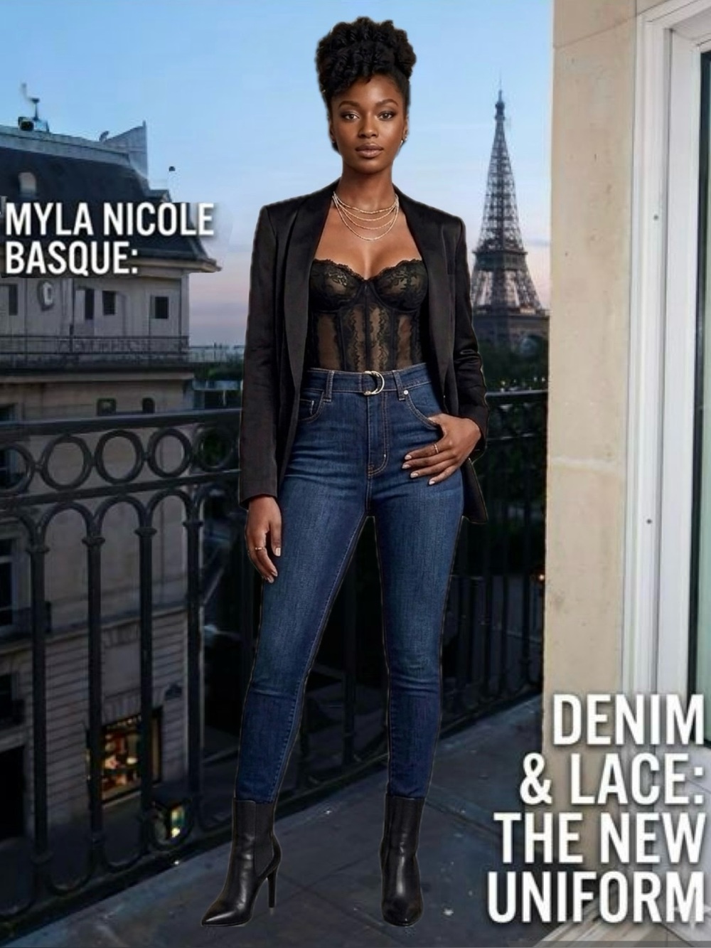 Myla London Nicole French Lace Basque Corset NWT